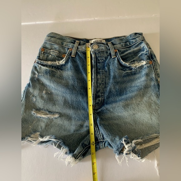 Agolde Distressed Blue Jean Shorts - Picture 8 of 9